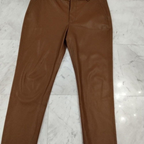 Zara women's faux leather pants size 40 L caramel, very good condition