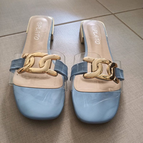 Slippers with transparency like new, size 37.5, turquoise