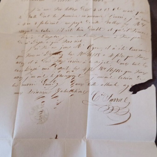 French letter from 1847 used with commercial content and two stamps