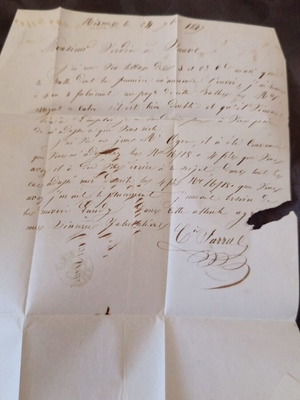French letter from 1847 used with commercial content and two stamps