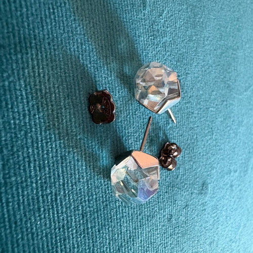 Avon women's stud earrings like new, transparent with pale green-blue tint