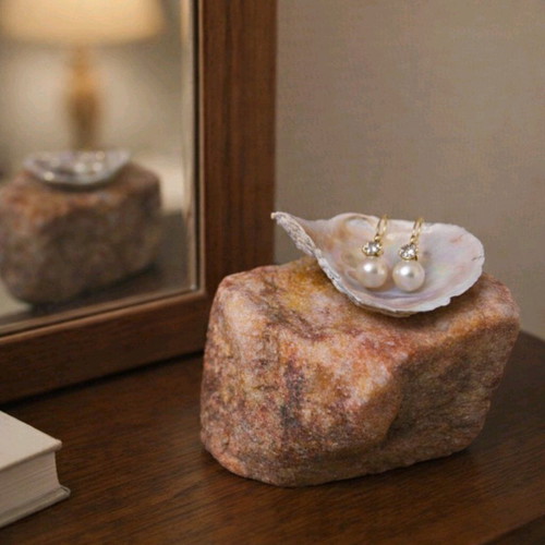 Stone and shell construction new, ring or earring holder