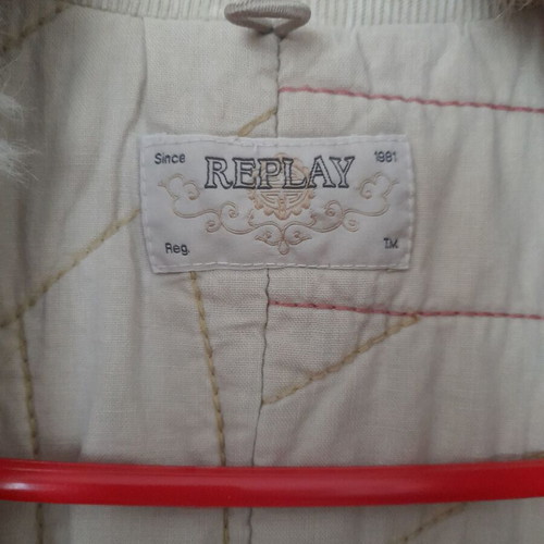 Replay vintage corduroy coat used with removable faux fur beige