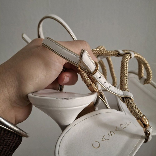 Casadei sandals white and gold used, size 39.5