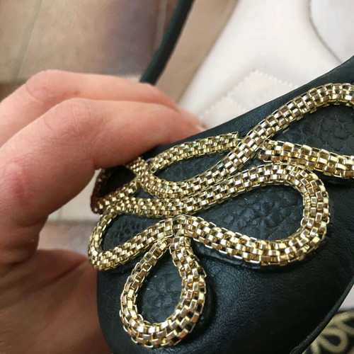 Vince Camuto leather ballet flats new, black with gold detail, size 37