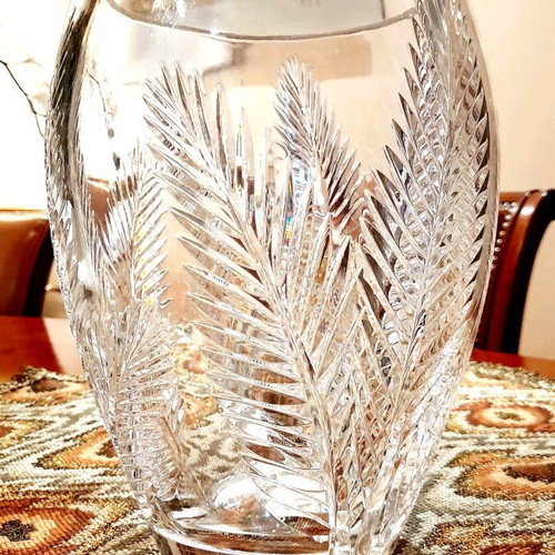 Crystal Vase heavy Bohemia or Rogaska cut lead crystal new