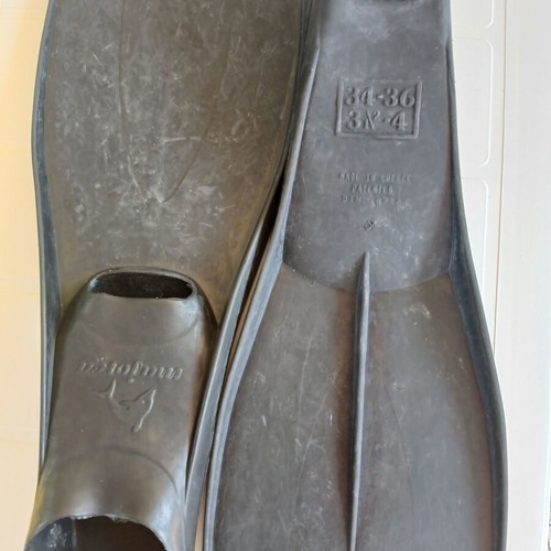 Black diving fins used, size 34-36