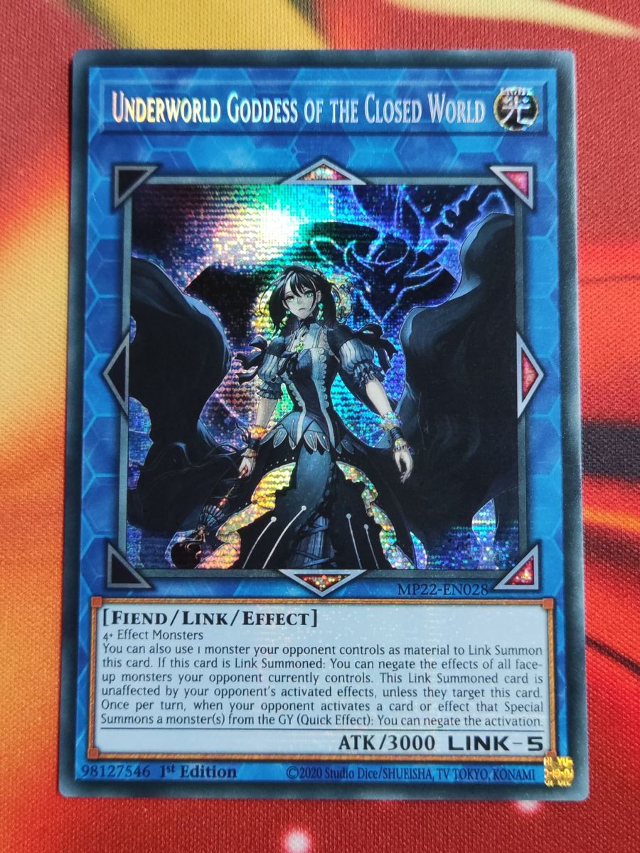 Yu-Gi-Oh! Karte „Underworld Goddess Of The Closed World“ – Prismatic Secret Rare, 1. Auflage