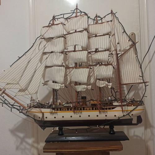 Wooden decorative sailboat used with lights 84x70x11cm