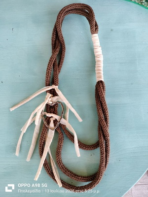 Handmade knitted necklace like new, brown