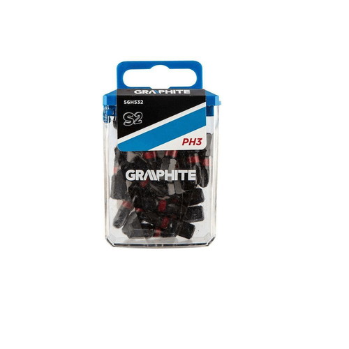 Graphite PH3x25mm screwdriver bits set of 20, new