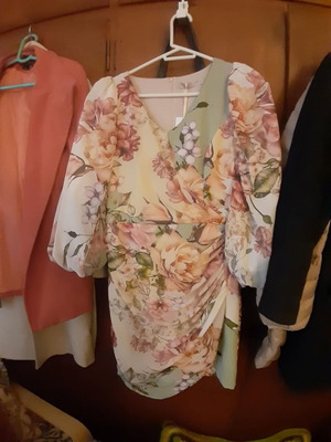 Rinascimento dress new, floral with unique sleeve, size M