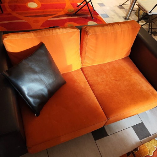 Living room set used with two-seater sofa, ottoman and coffee table