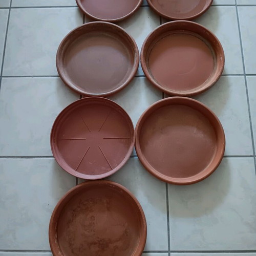 Flowerpot saucers used, pack of 7, terracotta, VIOMES and MILTOPLAST