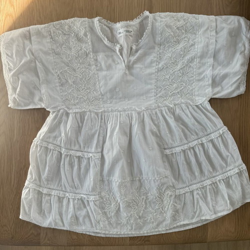 Boho romantic blouse Zara cotton with floral embroidery like new, size S