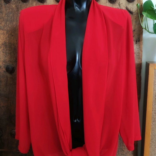 Vintage red chiffon kimono cardigan like new, size M