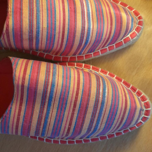 Women's striped multicolor espadrille mules new, size 37