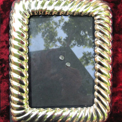 Pair of silver photo frames used, tabletop 25x20 cm