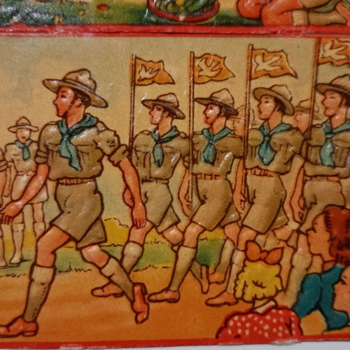 Scout decals used, two pieces, 1930s-1950s era