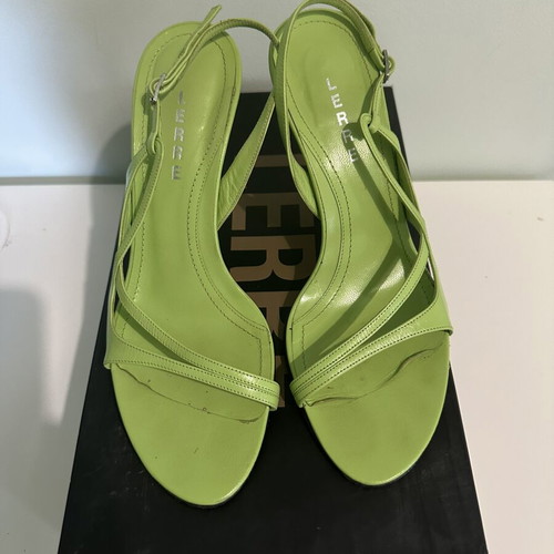 Lerre Lime Green Leather Strappy Heeled Sandals like new