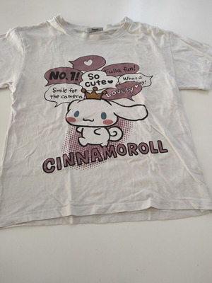Cinnamoroll βαμβακερό μπλουζάκι με στάμπα σε λευκό, 134-140