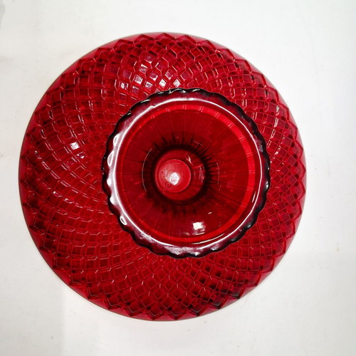Vintage Ruby Red Glass Fruit Bowl 20 cm, like new