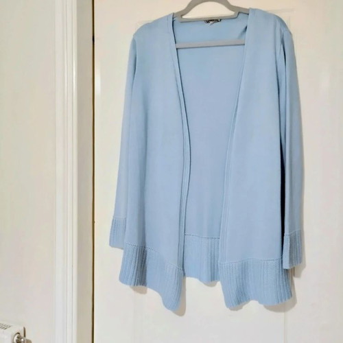 Knitted autumn baby blue cardigan, size M