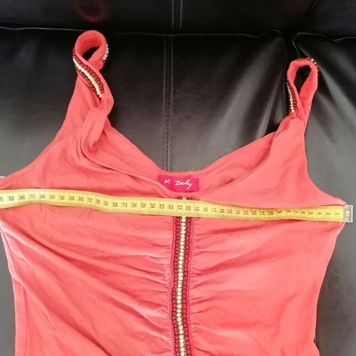 Vintage coral sleeveless top with beads Rene Derhy used