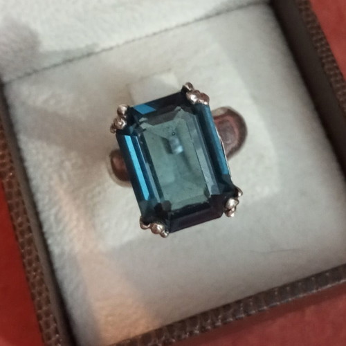 Silver ring 925 with blue zircon used, size 55