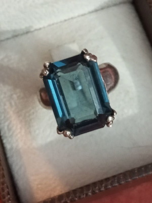 Silver ring 925 with blue zircon used, size 55
