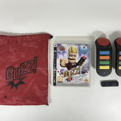 Buzz! World Quiz for PlayStation 3 used with two controllers and receiver