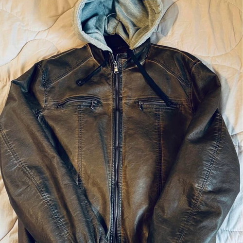 Explorer Jacket Bomber Large with removable hood like new, brown
