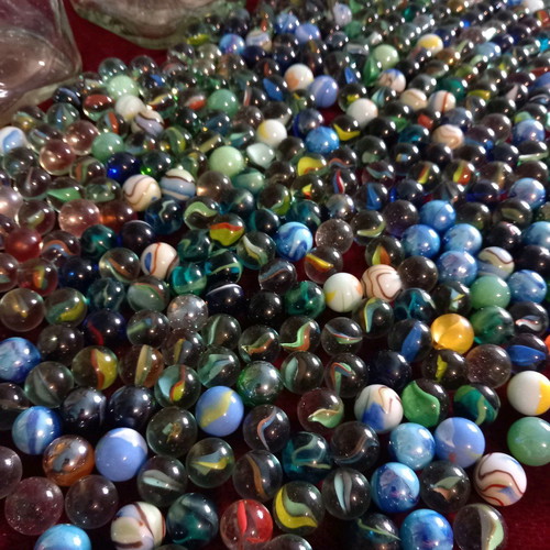 Glass marbles used, pack of 540, with decorative bottles