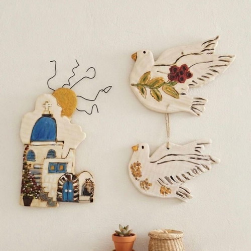 Handmade ceramic wall set Cycladic light, new