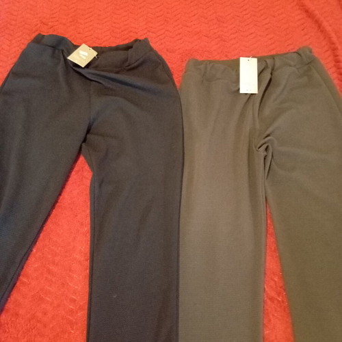 Pants with elastic waist new, grey and blue, size L 40 12, pack of 2