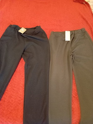 Pants with elastic waist new, grey and blue, size L 40 12, pack of 2