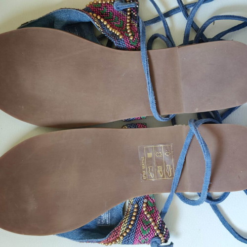 Suede sandals with multicolor pattern, size 39.5-40