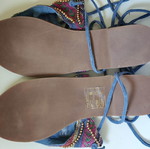 Suede sandals with multicolor pattern, size 39.5-40