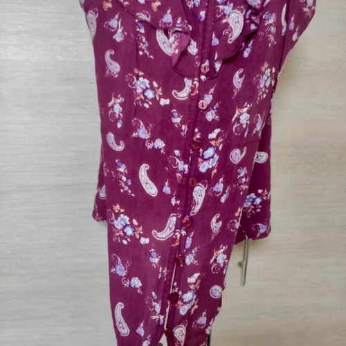Bershka Cami Spaghetti Shirt cotton print top like new, magenta burgundy