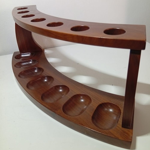 Wooden semicircular pipe stand for 7 pipes