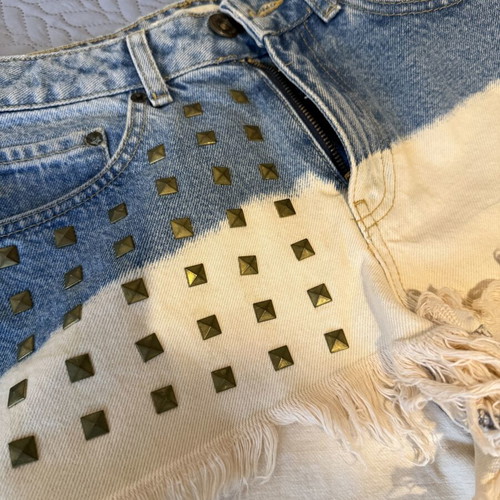 BSB denim shorts size 28 with studs, like new, dip-dye blue and beige
