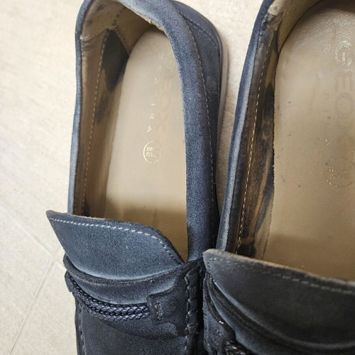 Geox men's suede loafers used, grey, size 43, leather insole