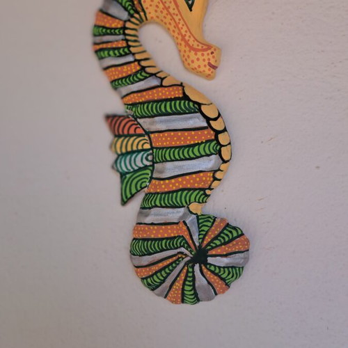 Ceramic Seahorse Hand-Painted with Acrylic Colors