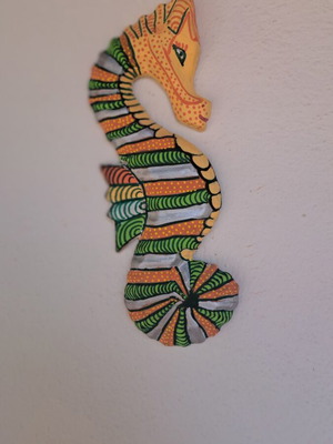 Ceramic Seahorse Hand-Painted with Acrylic Colors
