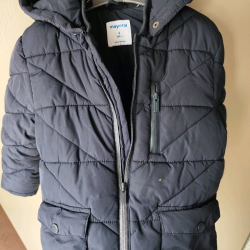 Mayoral jacket for boy 4 years like new, blue with detachable hood