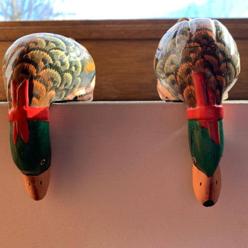 Wooden handmade ducks set of two new