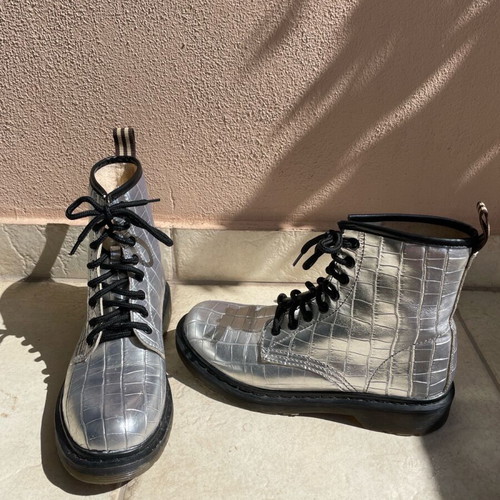 Tsoukalas Shoes silver ankle boots used, size 38, 3 cm heel