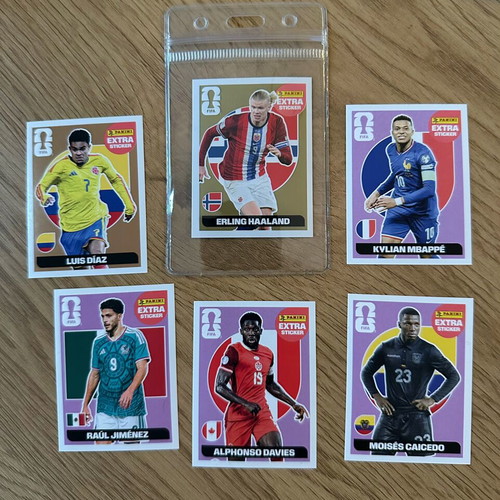 Panini Extra Stickers like new with Gold Haaland, Bronze Diaz, Purple Mbappe