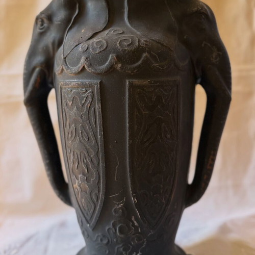 Antique German Art Nouveau Lavinite Elephant Vase used