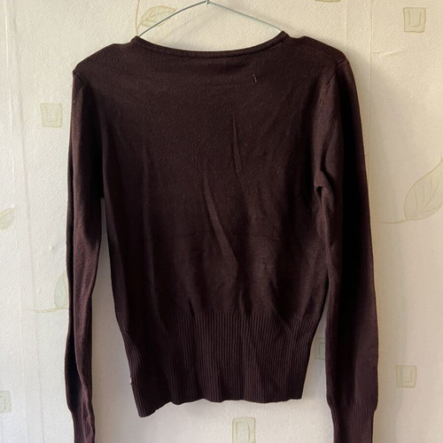 A-Style Brown Women's Blouse with V-Neck, New, Sizes S/M